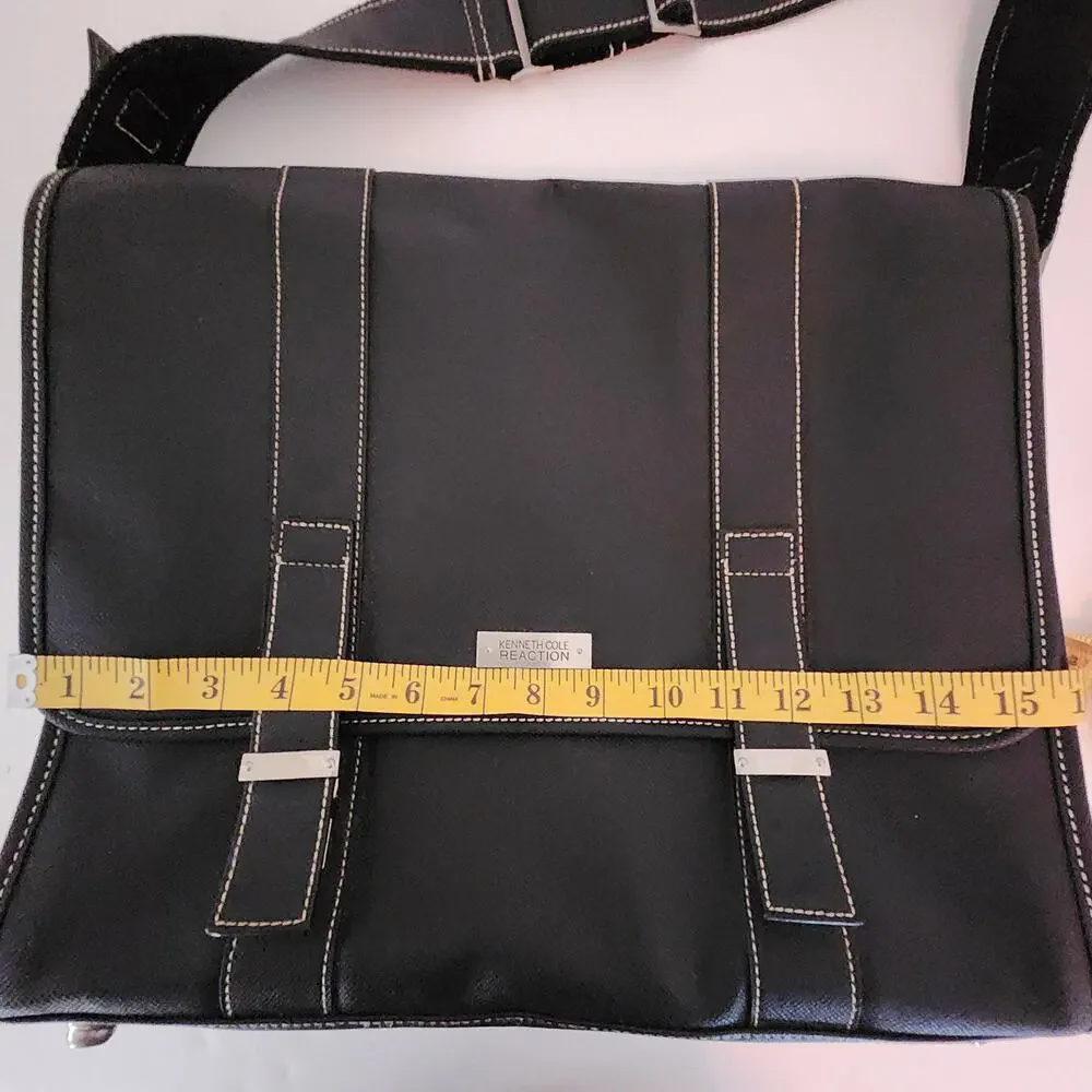 Kenneth Cole Reaction Black Faux Leather Laptop Business/Shoulder/Messenger Bag